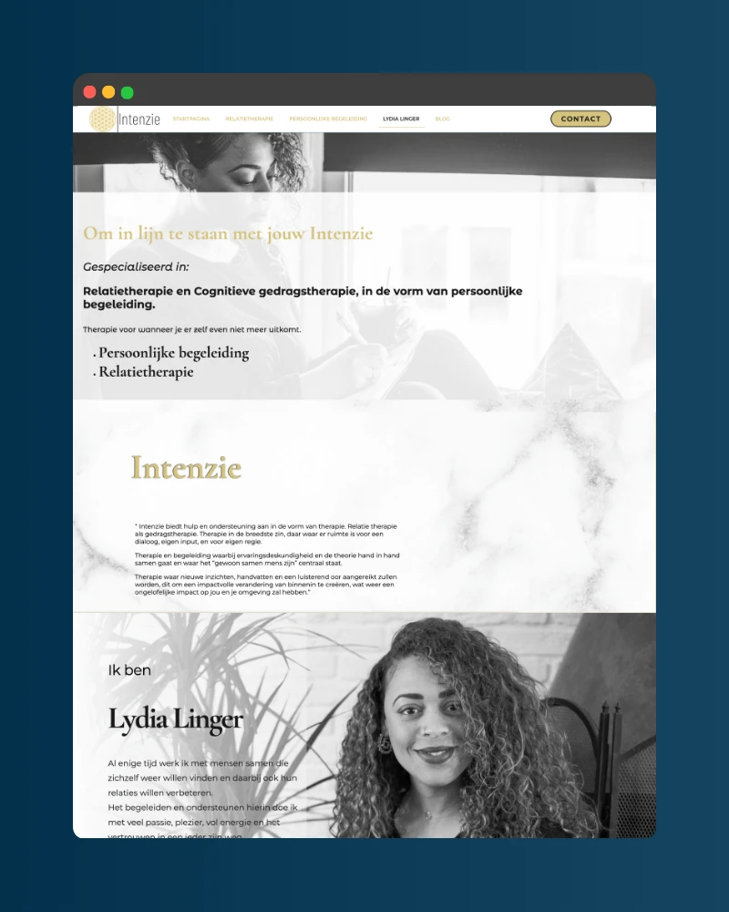 Breathwork en Relatietherapie website in een redesign voor Intenzie