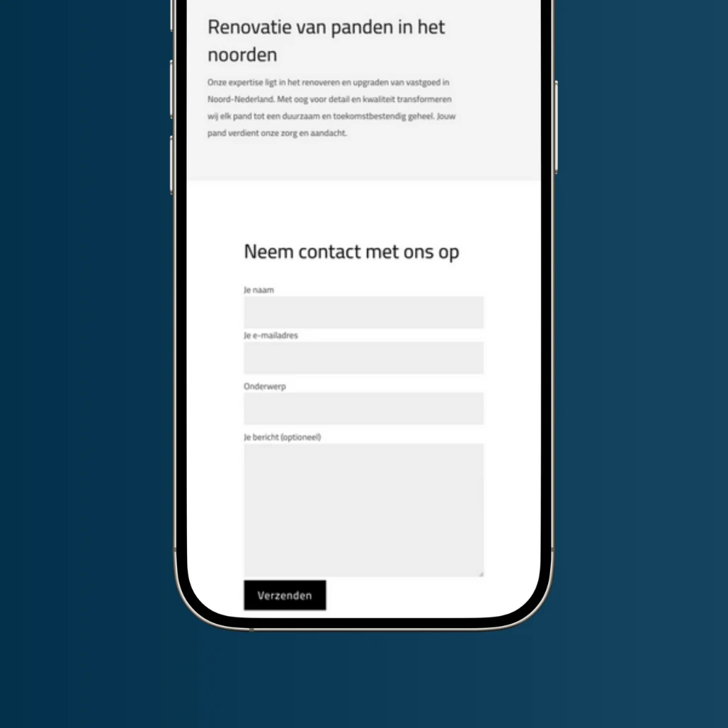 Tweede mobiele weergave van de website van KTN Bouw