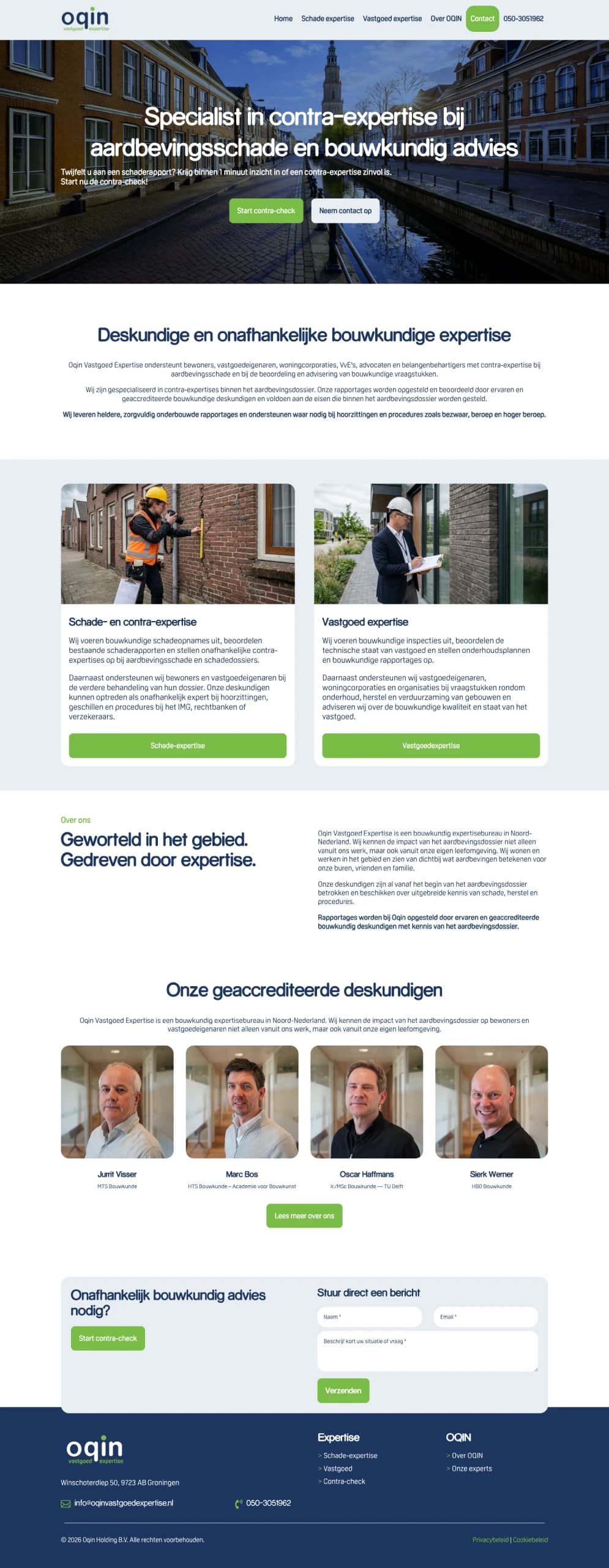 Website voor expertisebureau Oqin
