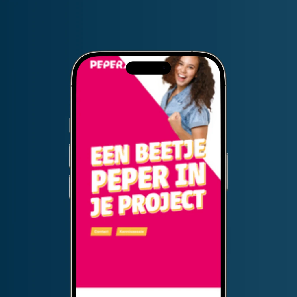 Mobiele weergave van de website van PeperX