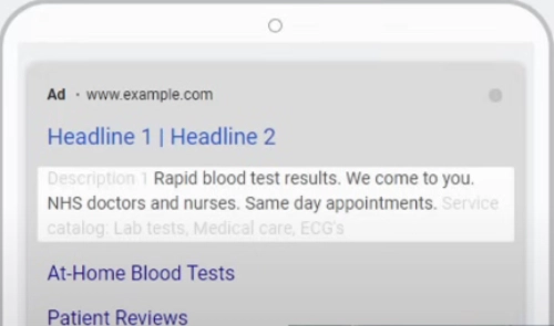 Google Ads Extensies voorbeeld van callout extensie