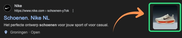 Afbeelding extensie voorbeeld voor het gebruik van Google ads extensions